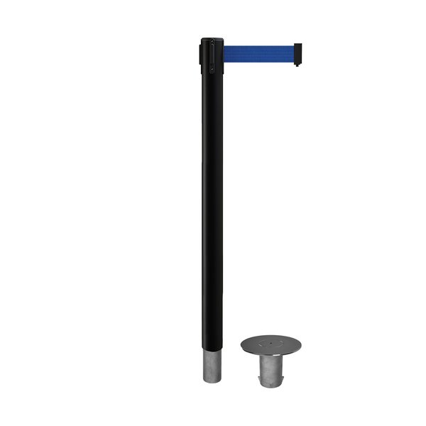 Montour Line Stanchion Belt Barrier Removable Base Black Post 7.5ftDk Blu Belt MX630R-BK-DBL-75